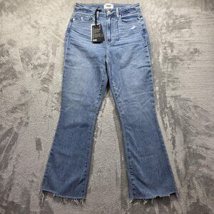 Paige Jeans Womens 28 Blue High Rise Crop Mini Boot Frayed Hem Stretch Denim